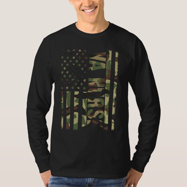 Camiseta VA Nurse Camouflage American Flag Patriotic Nurse  (Frente)