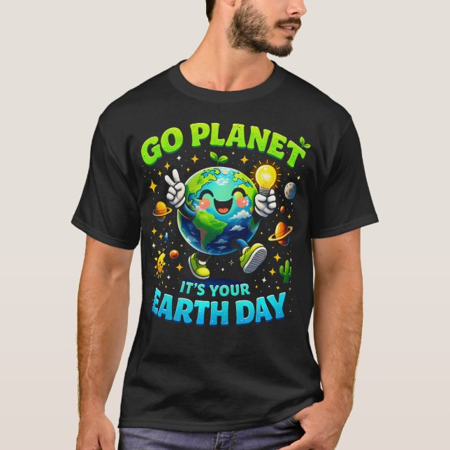 Camiseta Vá Planeta É Seu Dia do Planeta Professor (Frente)