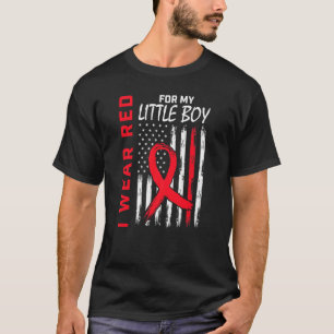 Camiseta Vá Red Son Little Boy Heart Disease USA Flag Mãe D