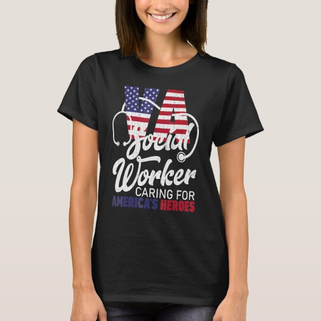 Camiseta Va Social Worker Cuidando Do Trabalho Social Gráfi (Frente)