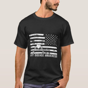 Camiseta Vá Vermelho - Doença Cardíaca Bandeira Americana D