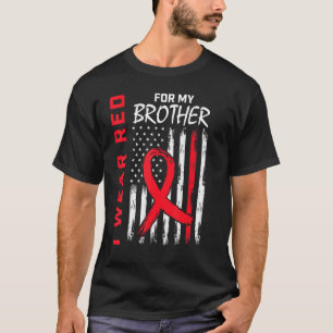 Camiseta Vá Vermelho Irmão Conscientização sobre Doenças Ca