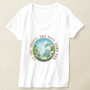 Camiseta Vá viajar de esqui e divirta-se logotipo da viagem