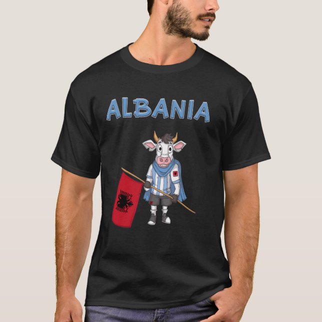Camiseta Vaca Albanesa Fã da Albânia (Frente)