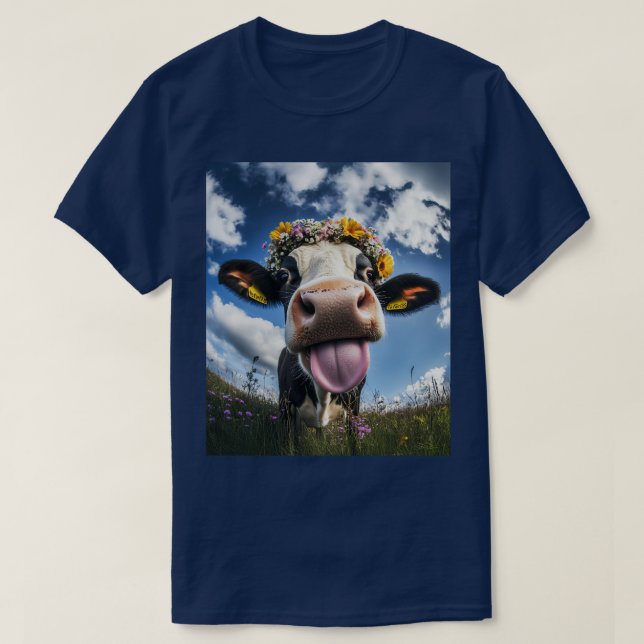 Camiseta Vaca alegre no Bloom (Frente do Design)