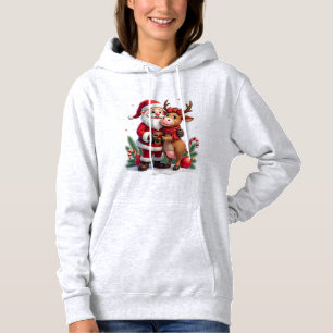 Camiseta Vaca Alta de Natal com Papai Noel Escocesa Vintage