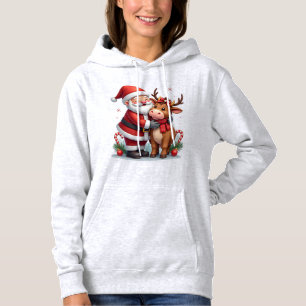 Camiseta Vaca Alta de Natal com Papai Noel Vintage Escocesa