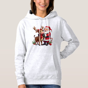 Camiseta Vaca Alta Escocesa de Natal Com Papai Noel Vintage