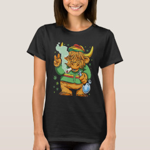 Camiseta Vaca Alta Fumando Maconha Rastafari Reggae Engraça