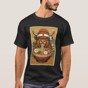 Camiseta Vaca Alta Kawaii Japonesa Macarrão Ramen Fazenda A