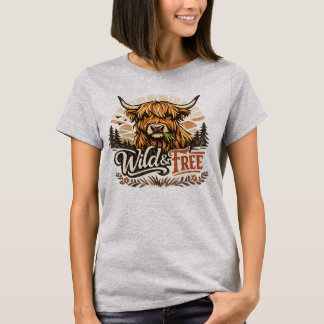 Camiseta Vaca Alta Selvagem e Livre Vintage Oeste Country 