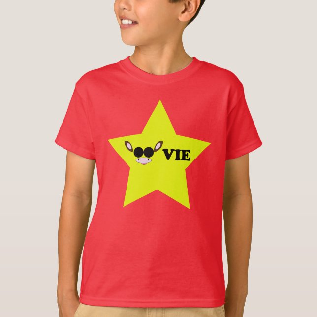 Camiseta Vaca amarela da estrela de cinema temático (Frente)