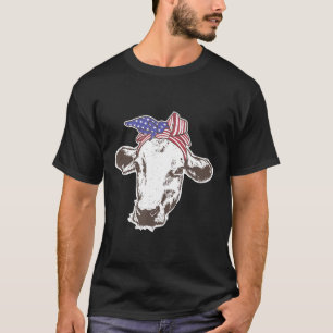 Camiseta Vaca Americana Bandeira EUA Patriota Fazendeiro Ba