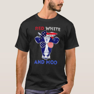 Camiseta Vaca Americana Fazendeiro Patriótico Vaca 4 De Jul
