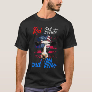 Camiseta Vaca Americana Vermelha Branca Patriótica 4 De Jul