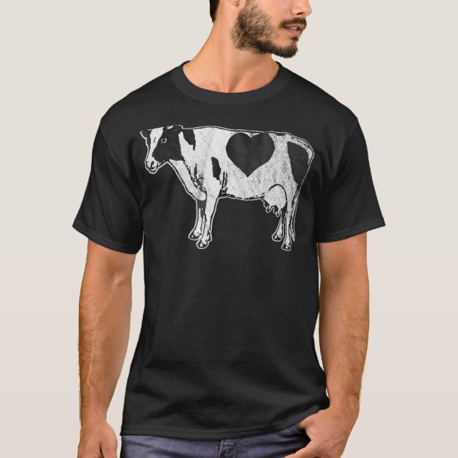 Camiseta Vaca Amor Look Vintage (Frente)
