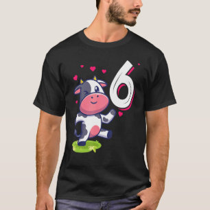 Camiseta Vaca Animal 6º Aniversário Menina Dia B 6 Anos de