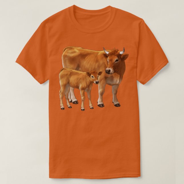Camiseta Vaca Aubrac e vitelo (Frente do Design)