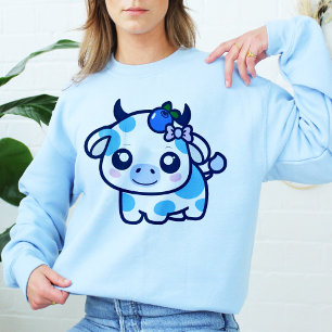 Camiseta Vaca azul de mirtilo Roupas Kawaii Presente de vac