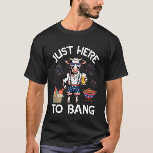 Camiseta Vaca Bebe Cerveja Churrasco Fogos de Artifício Só 