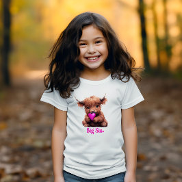 Camiseta Vaca-Bebê Cor-de-Rosa, Grande Irmã Bonita