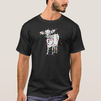 Camiseta Vaca Bela Luz de Natal Proprietário de Vaca Vaca V