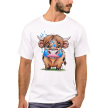 vaca bochechenta, blusa azul