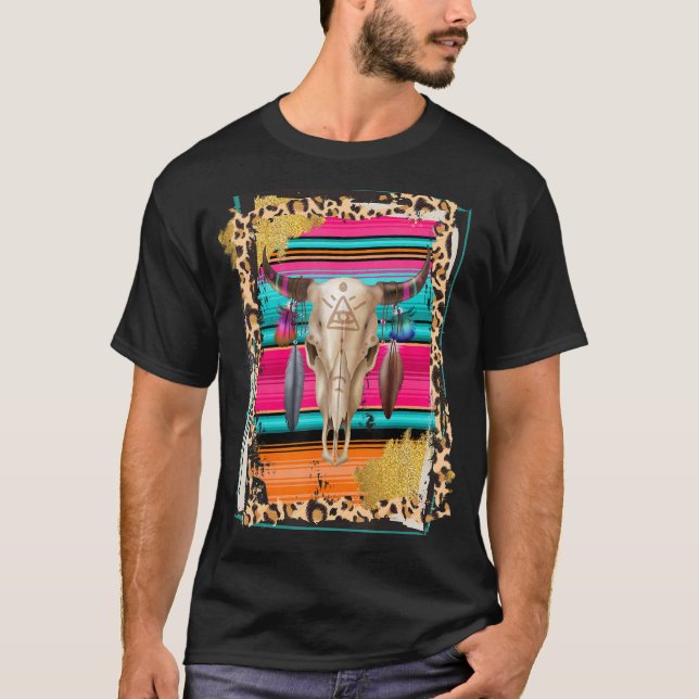 Camiseta VACA BOHO Estampa de Vaca com Padrão de Leopardo S (Frente)