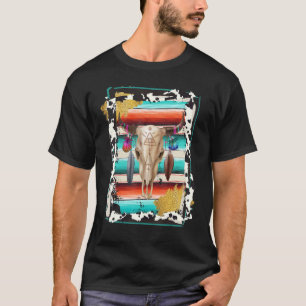 Camiseta VACA BOHO Padrão de Vaca Leopardo Estampa Serape
