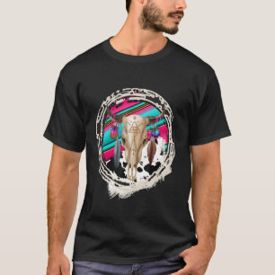 Camiseta VACA BOHO Padrão de Vaca Leopardo Estampa Serape