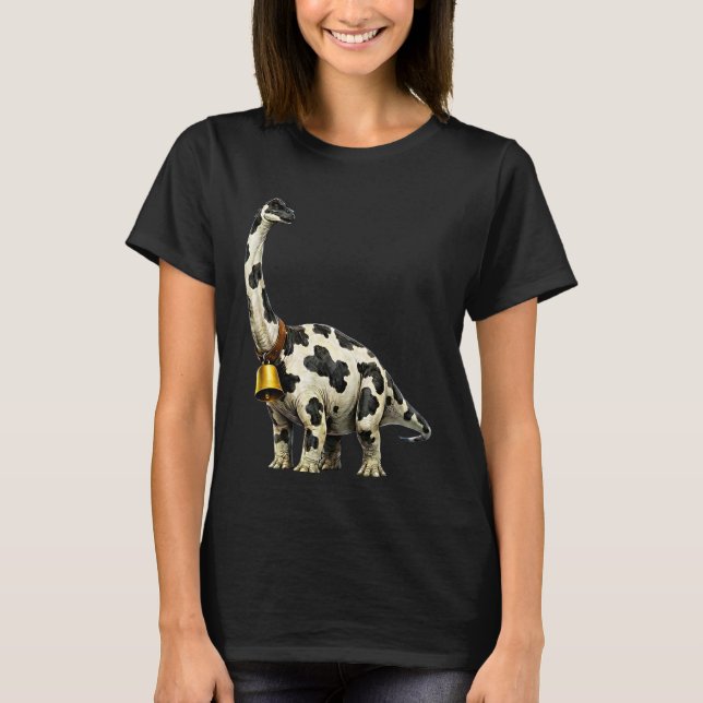 Camiseta Vaca Brachiosaurus Fazendeiro Dinossauro Engraçado (Frente)