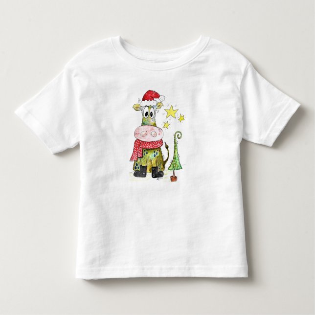 Camiseta Vaca branca de Natal (Frente)