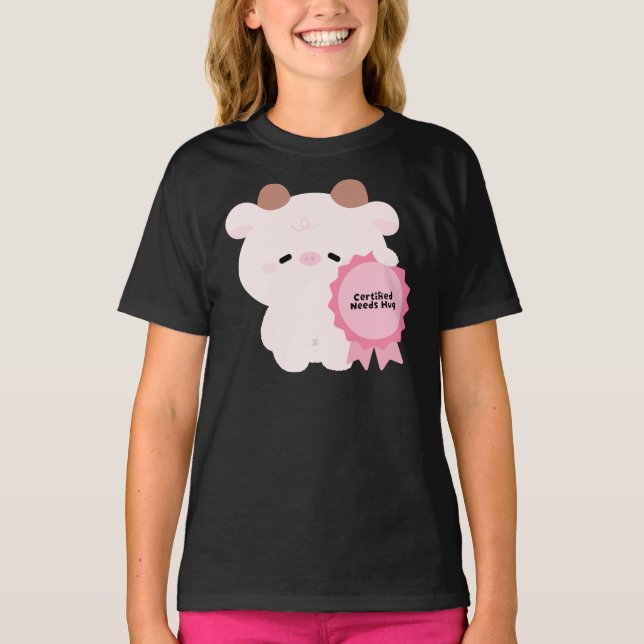 Camiseta Vaca Certificada Precisa de Abraço (Frente)
