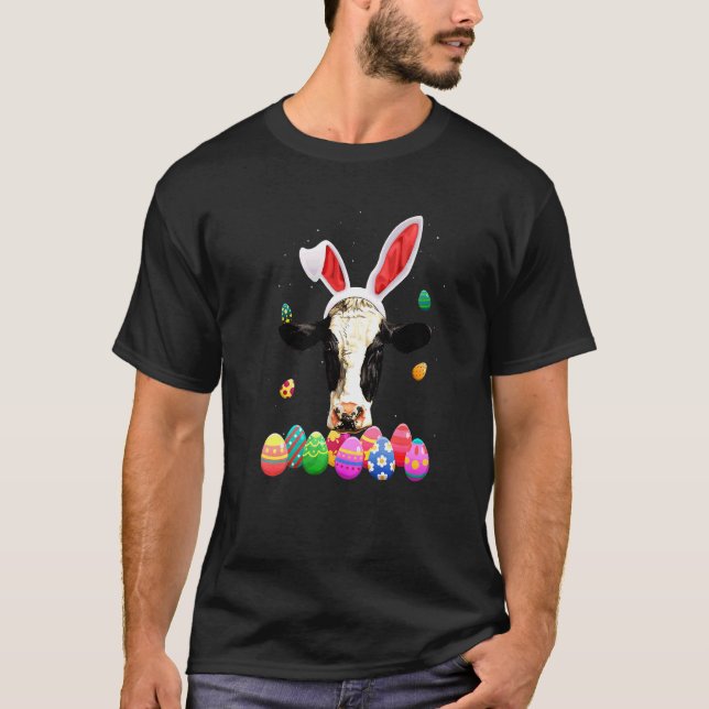 Camiseta Vaca Coelho Páscoa Páscoa Divertida Vacas (Frente)