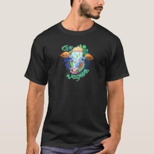 Camiseta Vaca Colorida Seja Vegana Arte Original Envelhecid