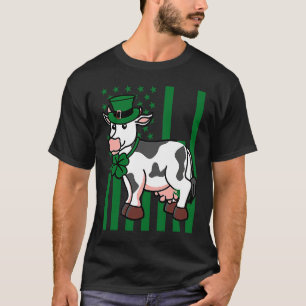 CAMISETA VACA COM CHAPÉU DE LEPRECHAUN BANDEIRA AMERICANA D