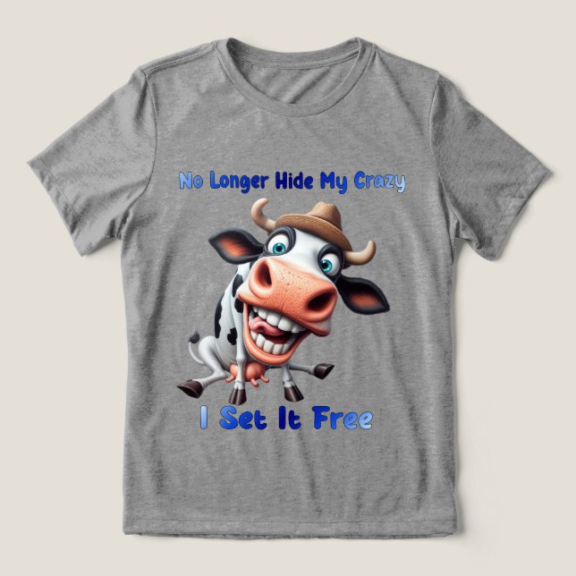 Camiseta Vaca com Expressão e Declaração Humoristas (Design frontal)