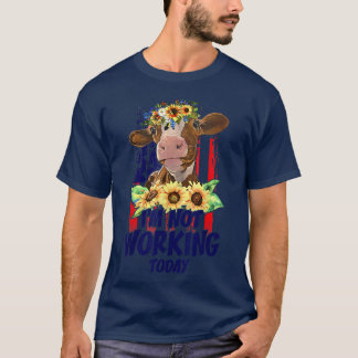 Camiseta Vaca com Girassóis Animais de Fazenda Feliz Dia do