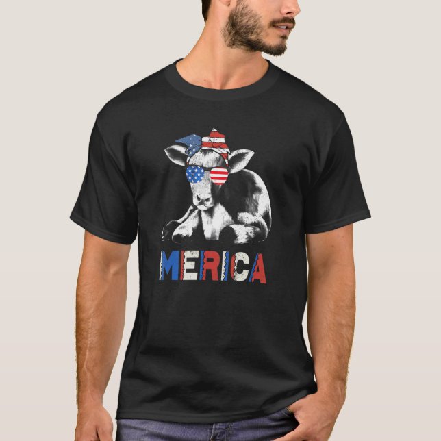 Camiseta Vaca com Língua Para Fora Dia da Independência da  (Frente)