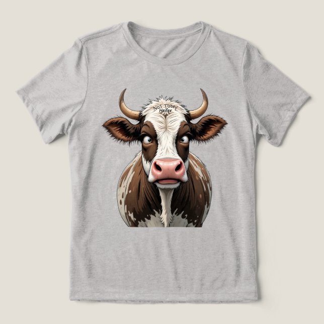Camiseta Vaca Cômica Com Escrita Divertida na Testa (Design frontal)