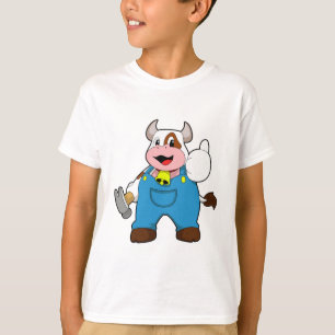 Camiseta Vaca como artesão com martelo