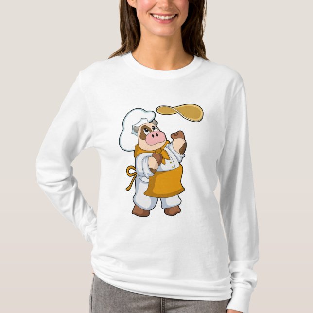 Camiseta Vaca como cozinhar com Dough (Frente)