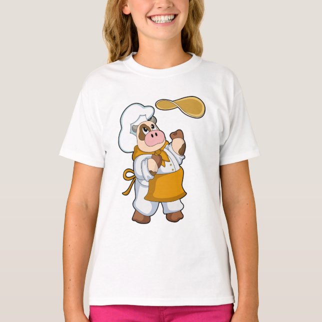 Camiseta Vaca como cozinhar com Dough (Frente)