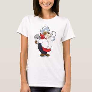 Camiseta Vaca como Garçom com prato de servir