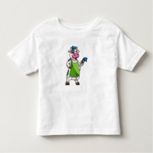 Camiseta Vaca como Pintor com Pintura e Apron