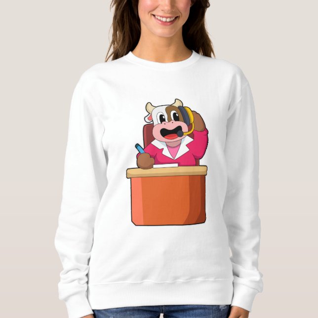 Camiseta Vaca como Secretária com Mesa (Frente)