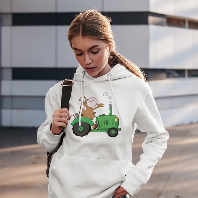 Camiseta Vaca Conduzindo Um Trator Hoodie (Criador carregado)