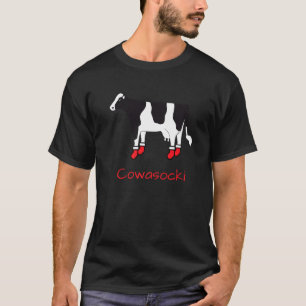Camiseta Vaca Cowasocki Vestindo Meias Vermelhas E Brancas
