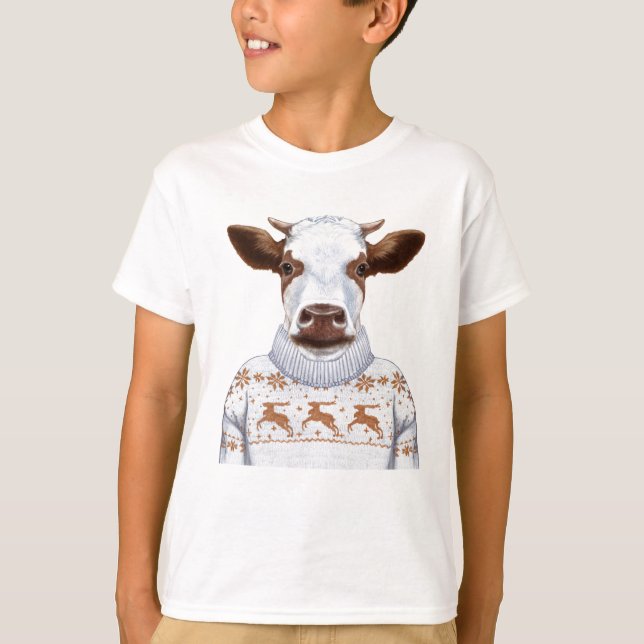 Camiseta Vaca da camisola do Natal (Frente)