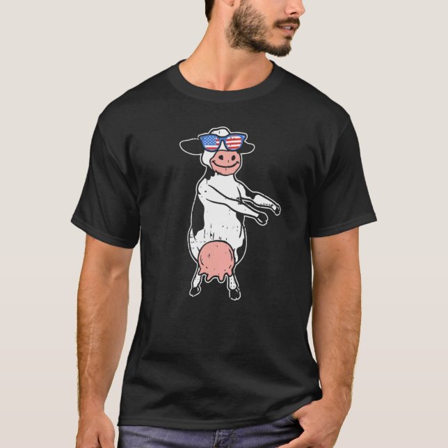 Camiseta Vaca Dança Floss 4 De Julho (Frente)